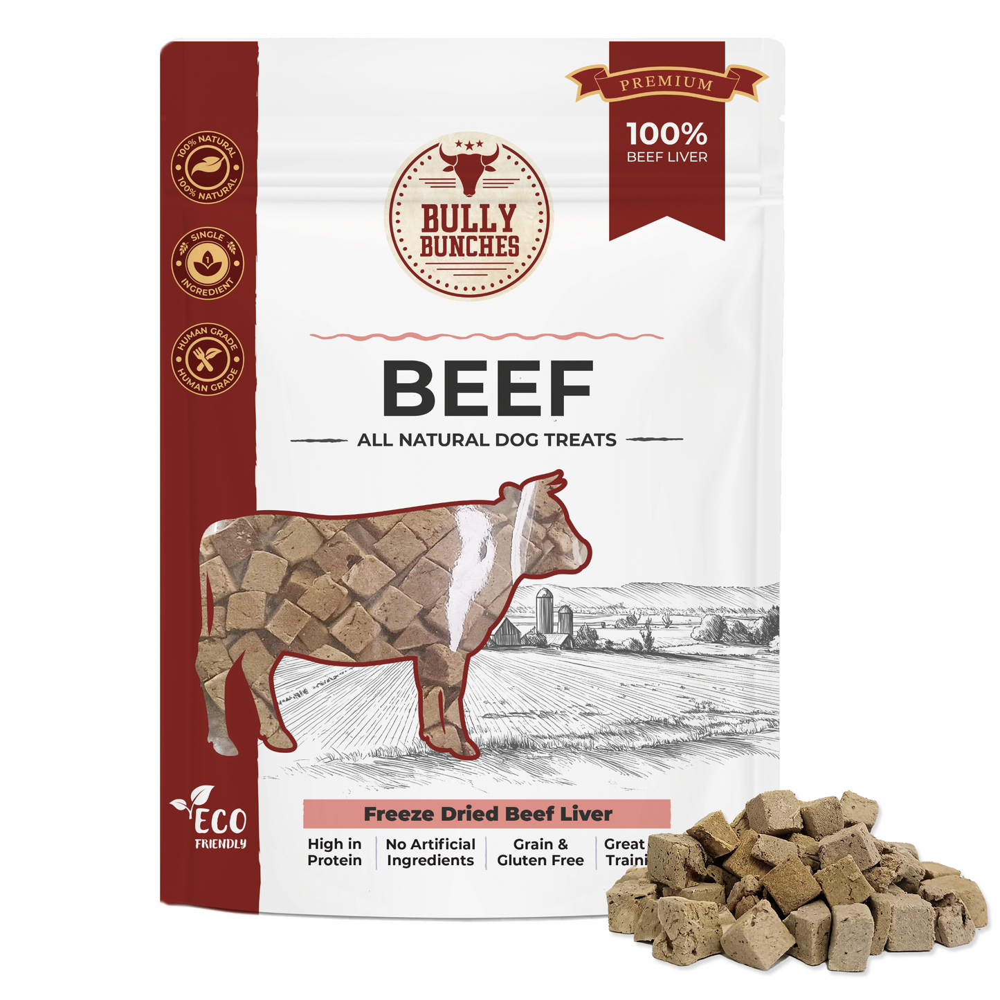 Foie de bœuf lyophilisé 100 g / 3,5 oz