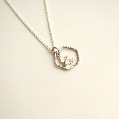 Bee in Hexagon Pendant