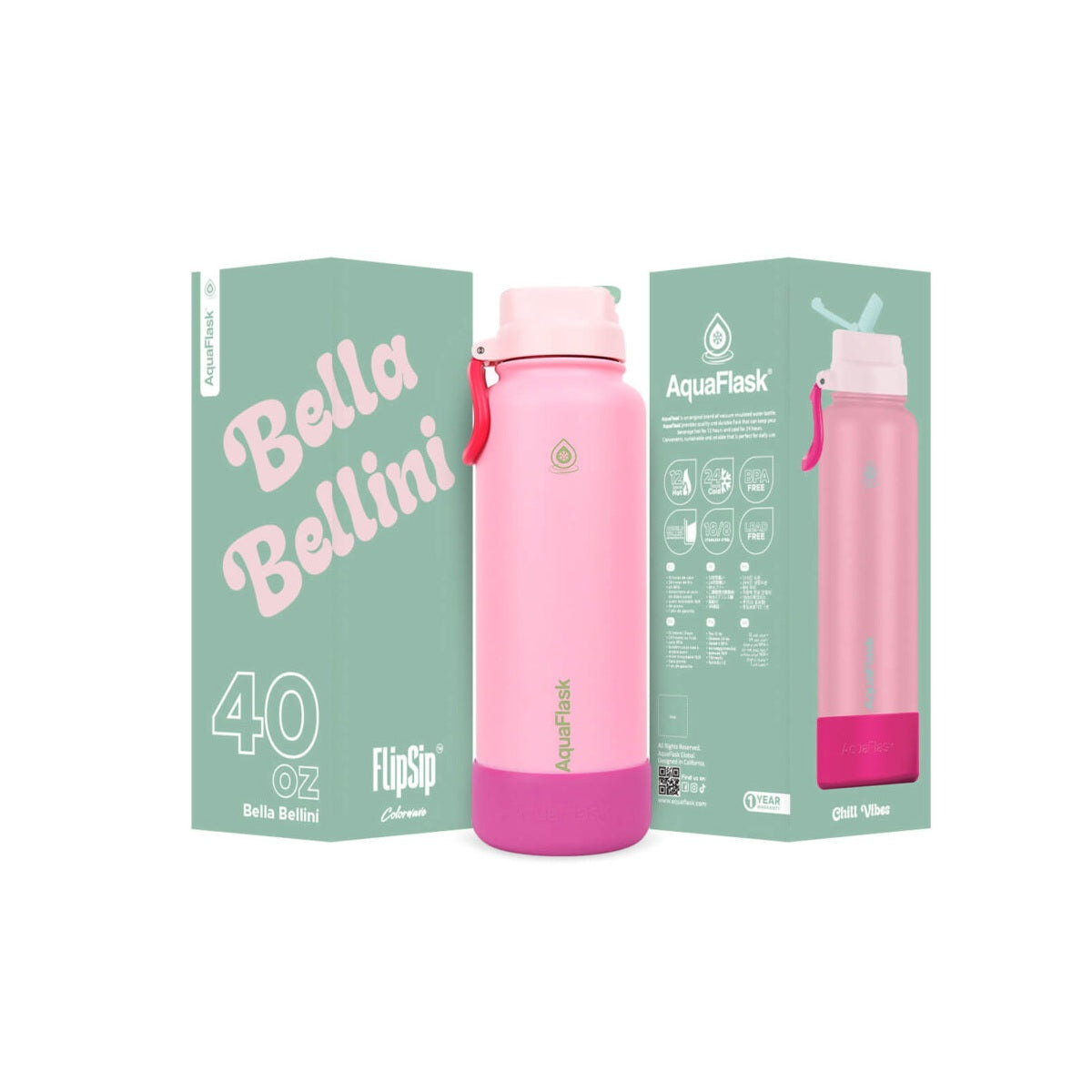 Bouteille isotherme AquaFlask Colorwave 40oz Flip Sip – Gourde en acier inoxydable