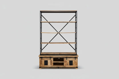 Raw Mango Wood Farmhouse Bookcase