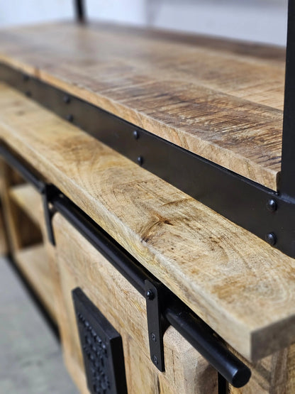 Raw Mango Wood Farmhouse Bookcase