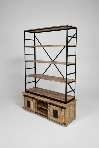 Raw Mango Wood Farmhouse Bookcase