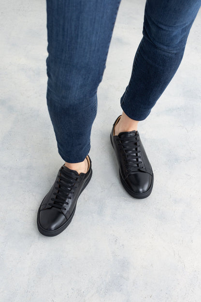 Sneaker Città en cuir de veau noir