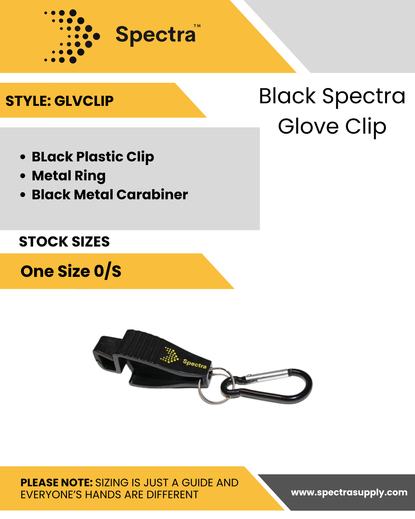Attache-gants Spectra noire