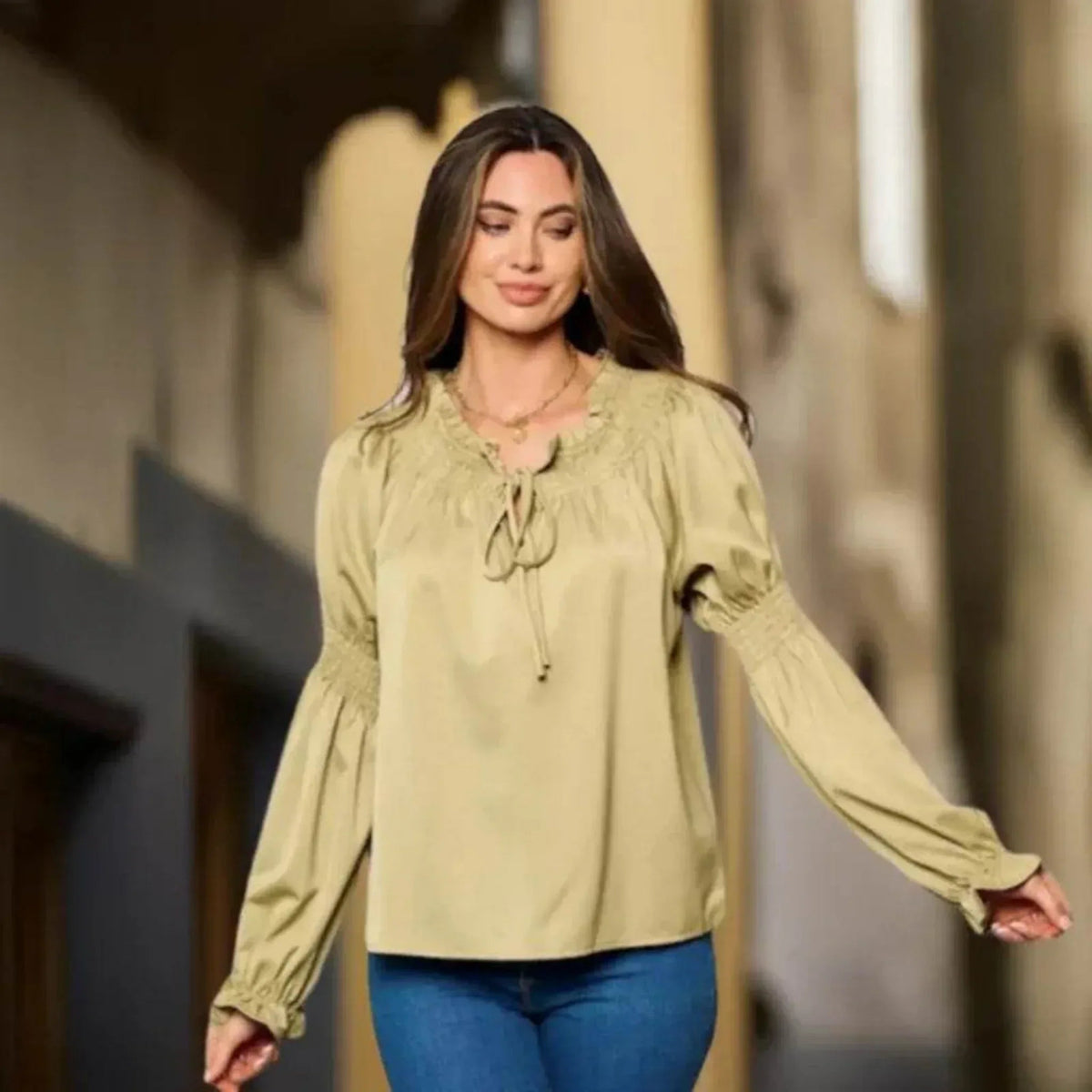 Blouse smockée femme
