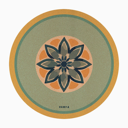 Blue Petals Round Cork Yoga Mat | Multi-use | 53" dia