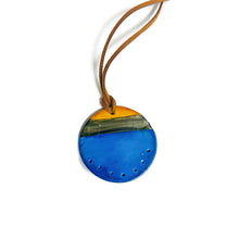 Blue Disc Pendant Necklace Handmade