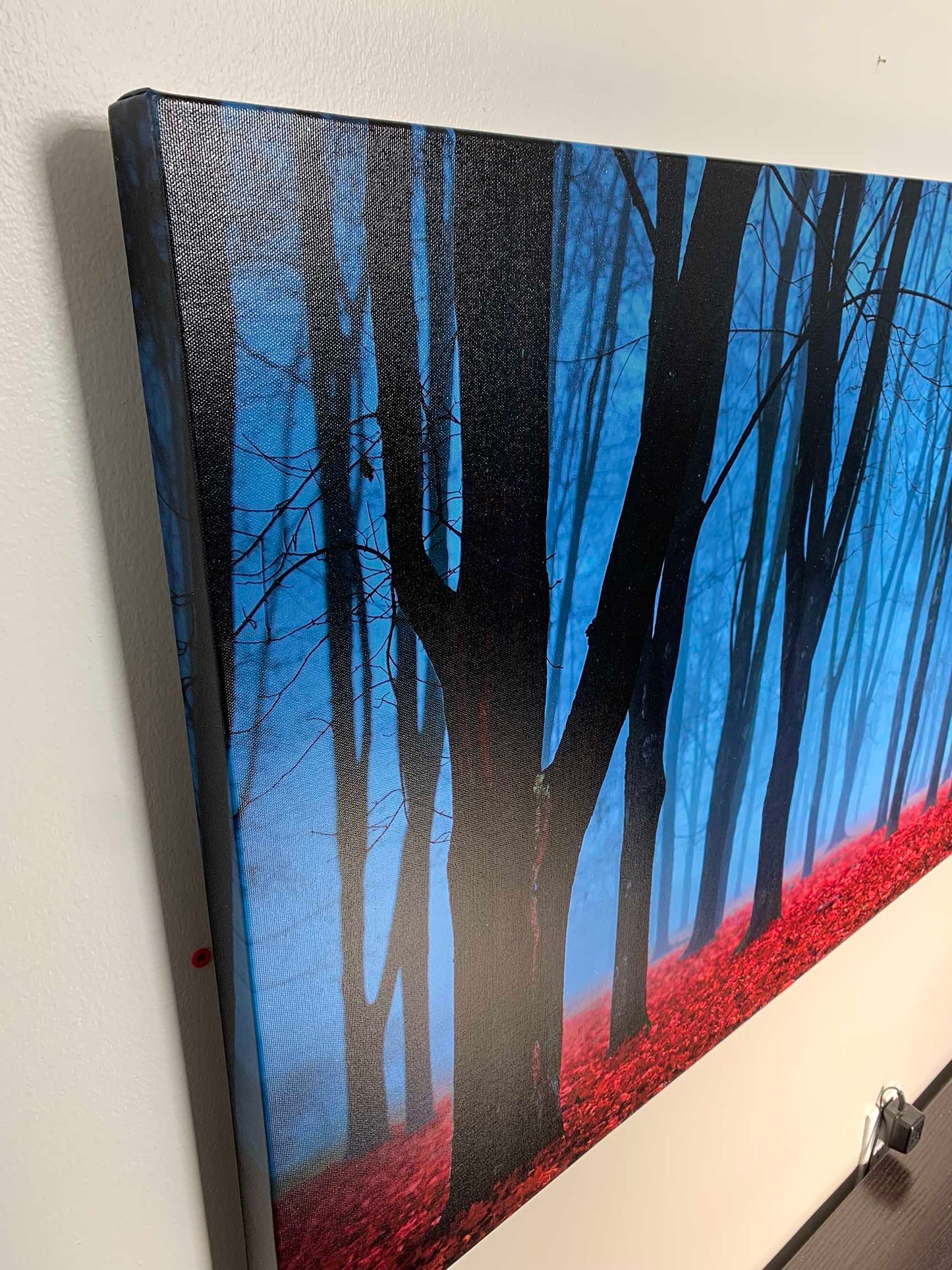 Impression sur toile - Arbres dans la brume bleue - Décoration murale