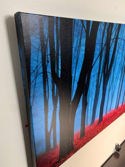 Impression sur toile - Arbres dans la brume bleue - Décoration murale