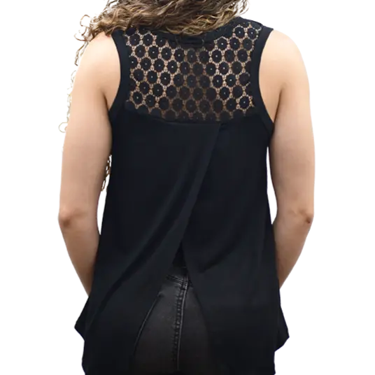 Débardeur Born to Ride avec motif étoile et ailes et détails en dentelle au dos