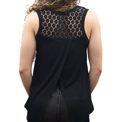 Débardeur Born to Ride avec motif étoile et ailes et détails en dentelle au dos