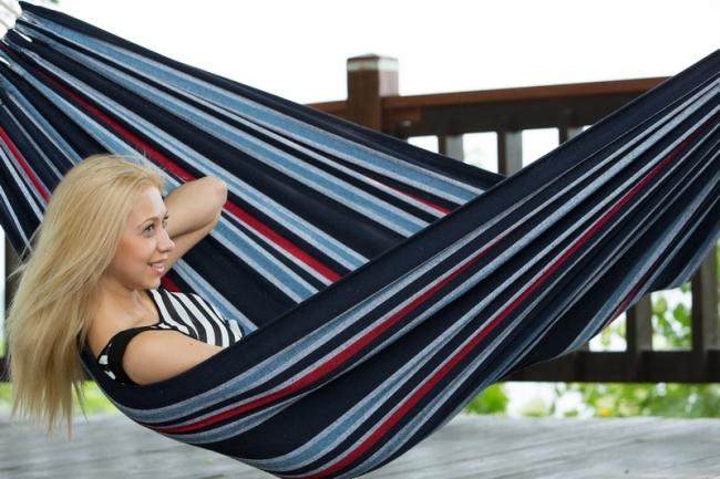 Hamac double de luxe de style brésilien avec support en bambou