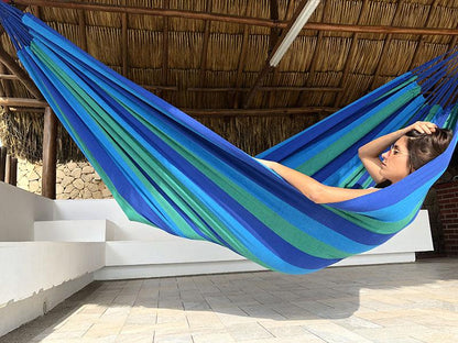 Hamac double de luxe de style brésilien avec support en bambou
