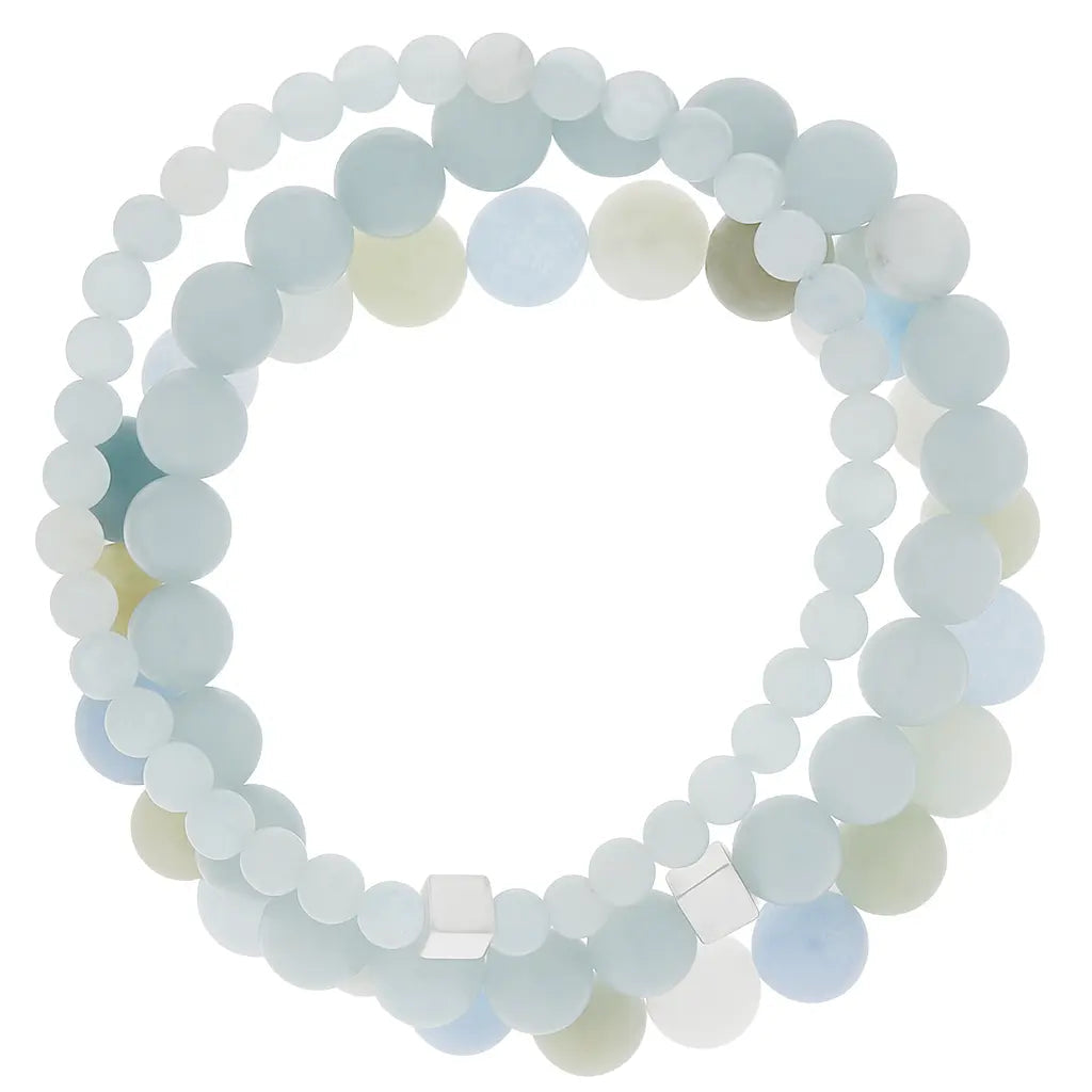 Ensemble de bracelets Aigue-marine « Respirer Profondément »