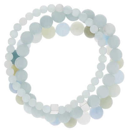 Ensemble de bracelets Aigue-marine « Respirer Profondément »