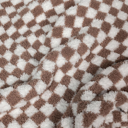 Couverture pour tout-petit à carreaux blancs et couleur chocolat