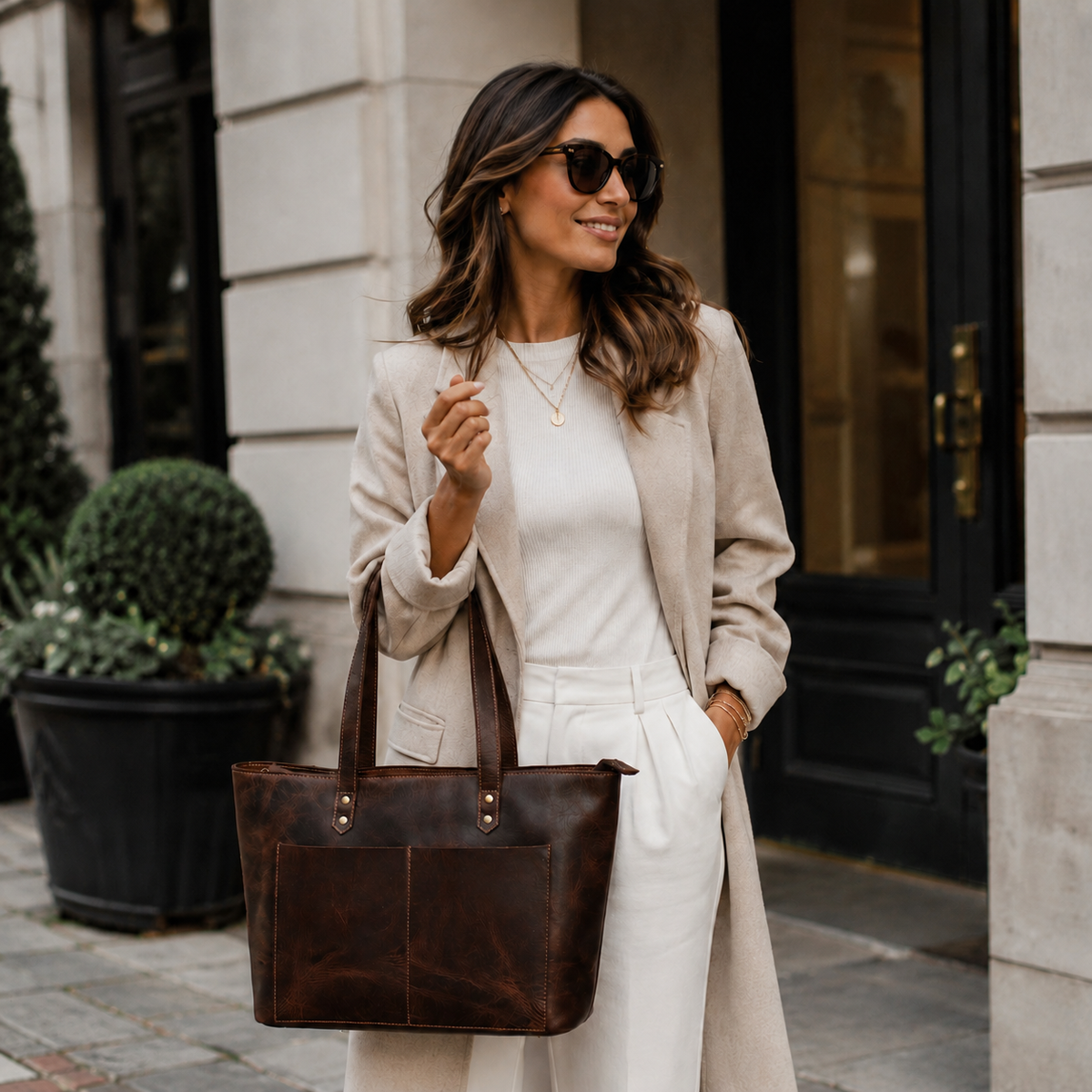 Sac fourre-tout classique en cuir noir