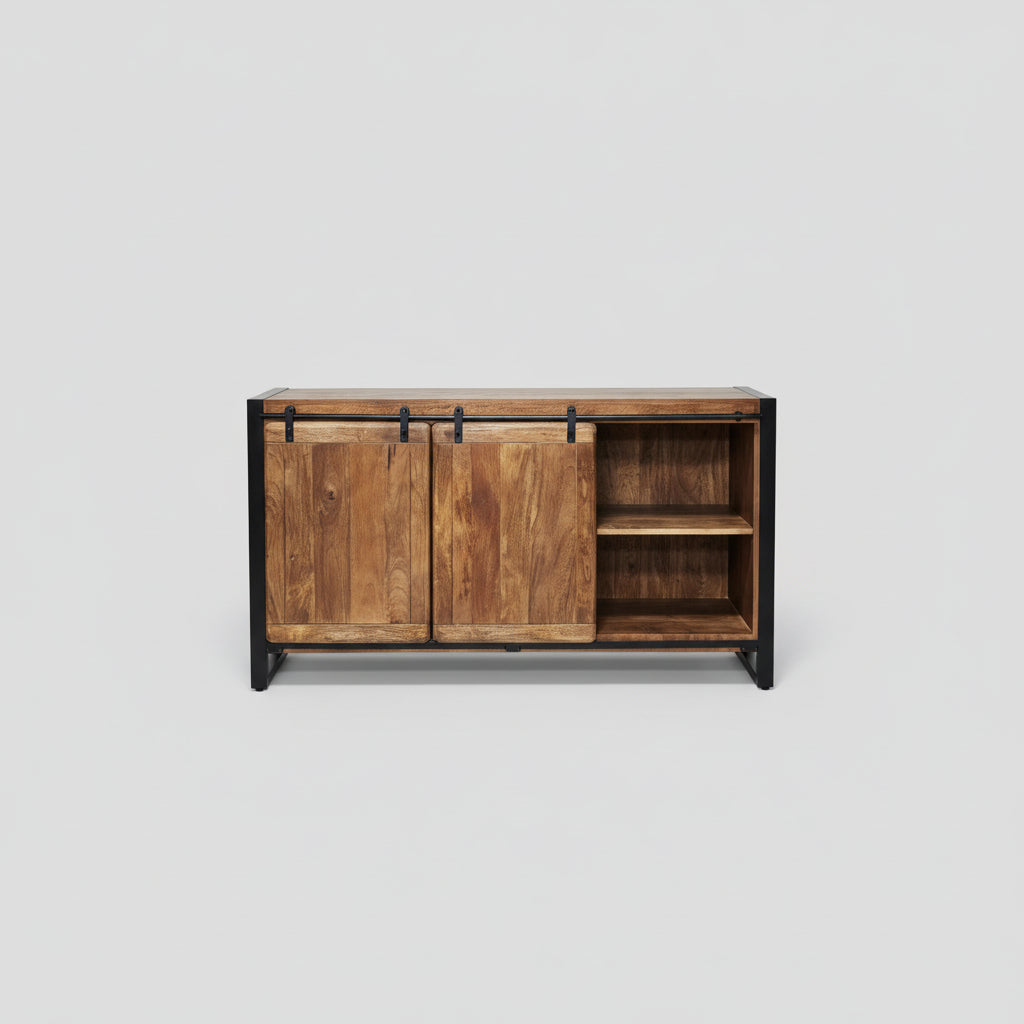 Buffet Avila en bois de manguier portes coulissantes