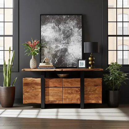 Live edge acacia wood sideboard