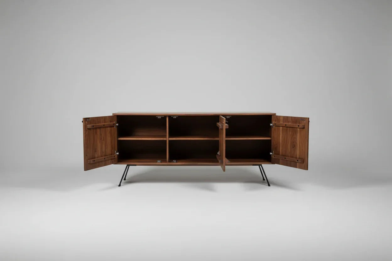 Buffet style Mid-Century en bois d'acacia