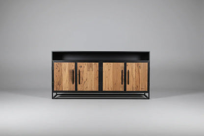 Buffet en bois recyclé sur structure en acier noir