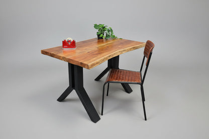 Bureau de Travail en Bois D'acacia massif sur patte en acier noir
