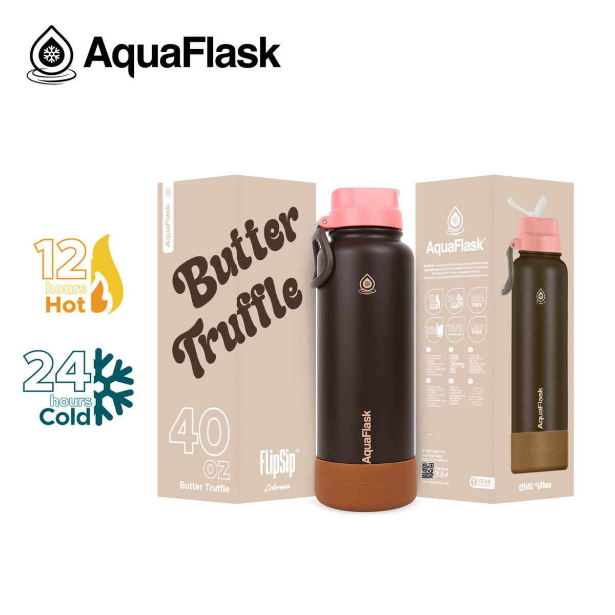 Bouteille isotherme AquaFlask Colorwave 40oz Flip Sip – Gourde en acier inoxydable
