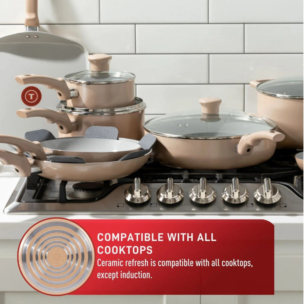 T-FAL C487SK64 Ceramic Refresh 20PC Cookware Set