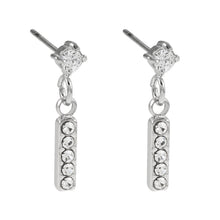 CAMDEN Argent (Or blanc) : Boucles d'oreilles combinées barre incrustée de zircone et mini solitaire