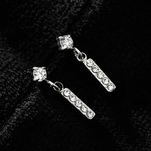 CAMDEN Argent (Or blanc) : Boucles d'oreilles combinées barre incrustée de zircone et mini solitaire