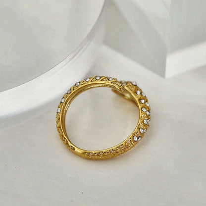 CARMEN Or : Bague serpent antique incrustée d'oxydes de zirconium