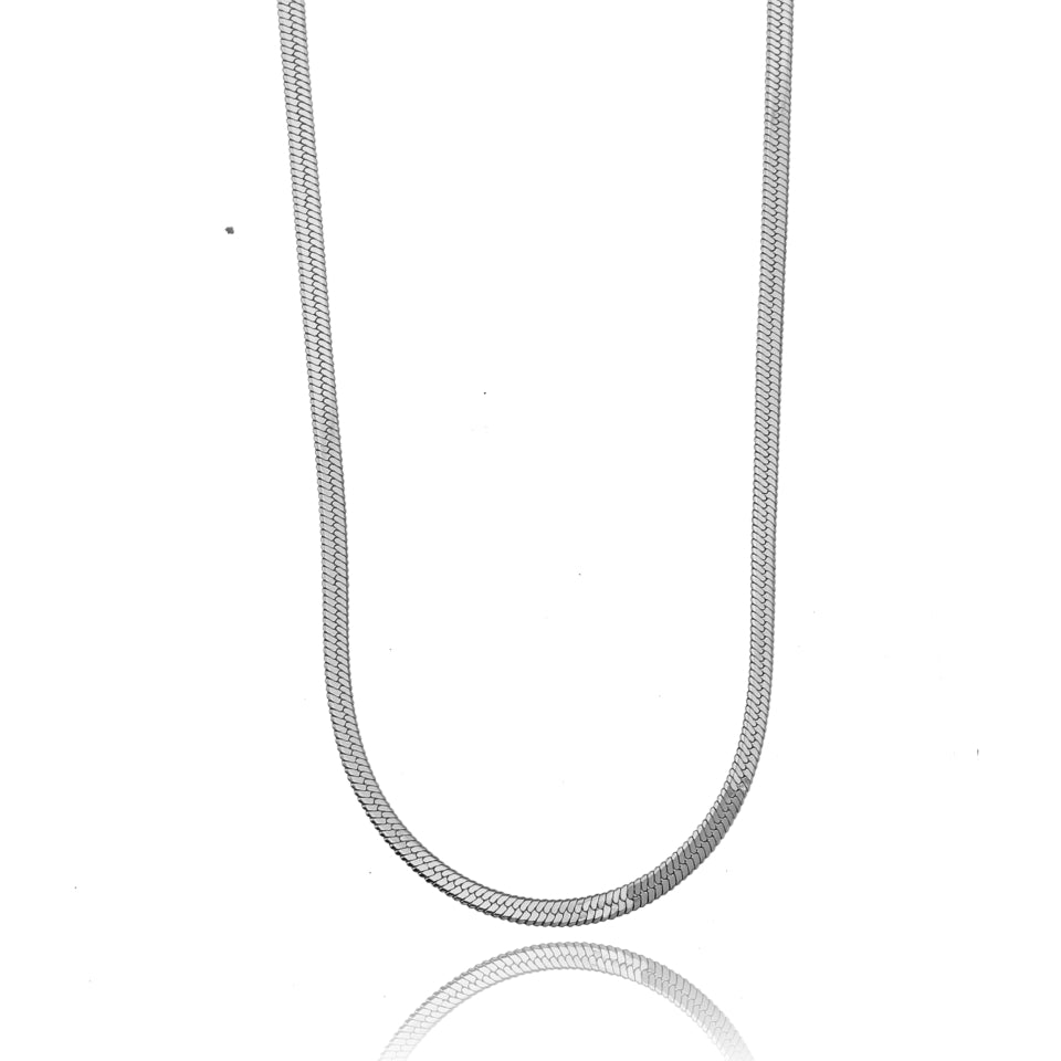 CATANIA : Collier chaîne argenté effet peau de serpent