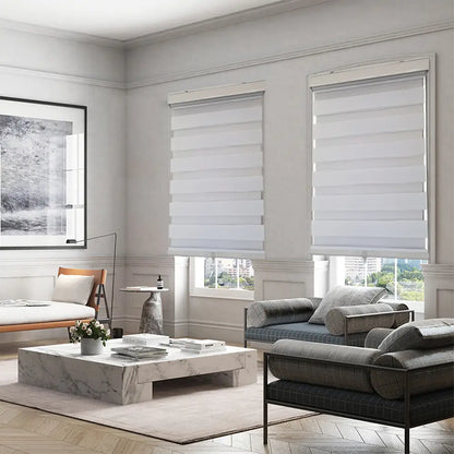 ITY CDNW-1 22 Olivia Stone Cordless Polyester Zebra Day-Night Blind 22"x84" in White