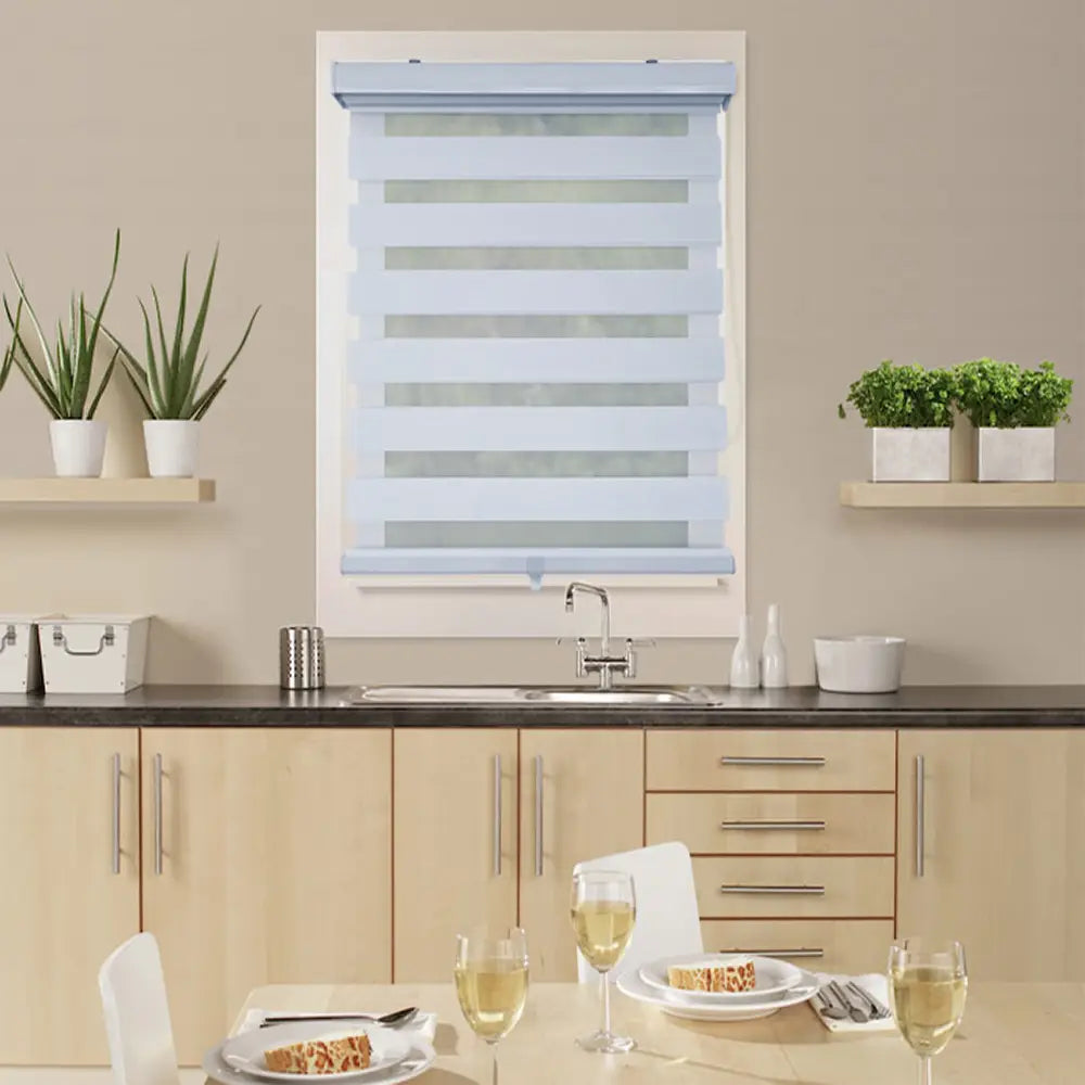 ITY CDNW-1 55 Olivia Stone Cordless Polyester Zebra Day-Night Blind 55"x84" in White