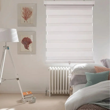 ITY CDNW-1 22 Olivia Stone Cordless Polyester Zebra Day-Night Blind 22"x84" in White