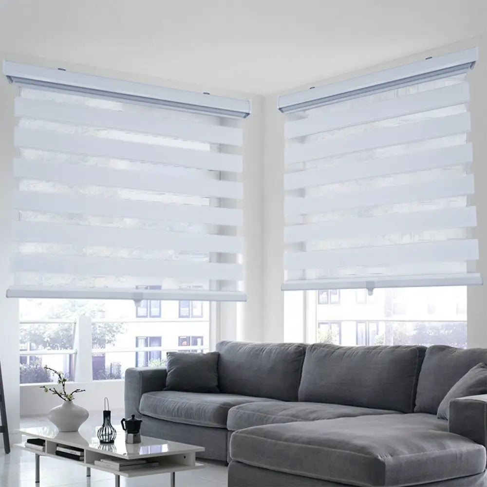 ITY CDNW-1 68 Olivia Stone Cordless Polyester Zebra Day-Night Blind 68"x84" in White
