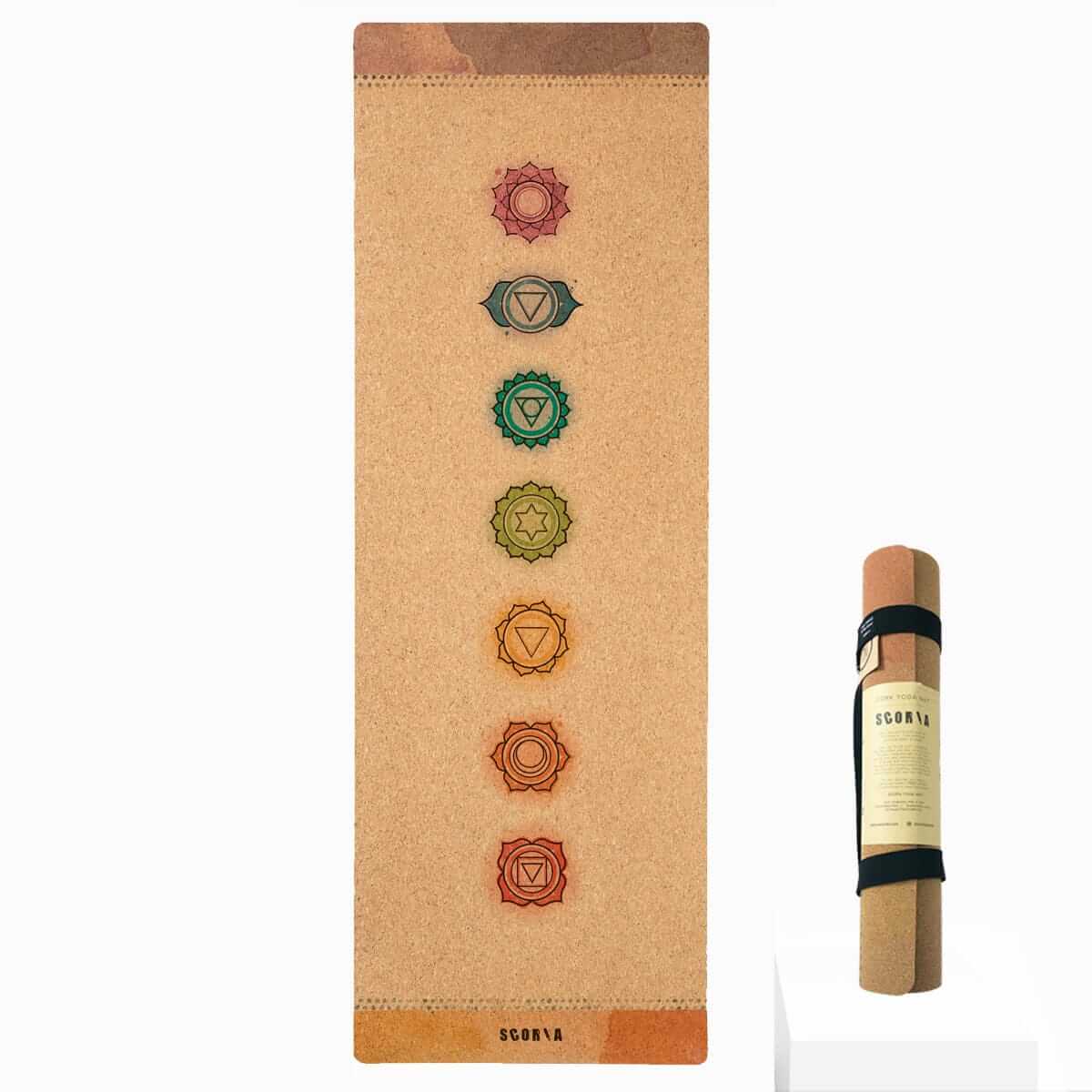 Tapis de yoga en liège pour alignement des chakras | 4,5 mm