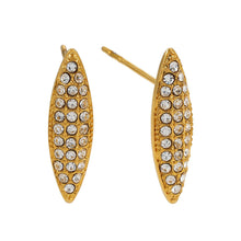 Style CHARLESVOIX : Boucles d'oreilles clous ovales minimalistes en pavé de zircone dorée