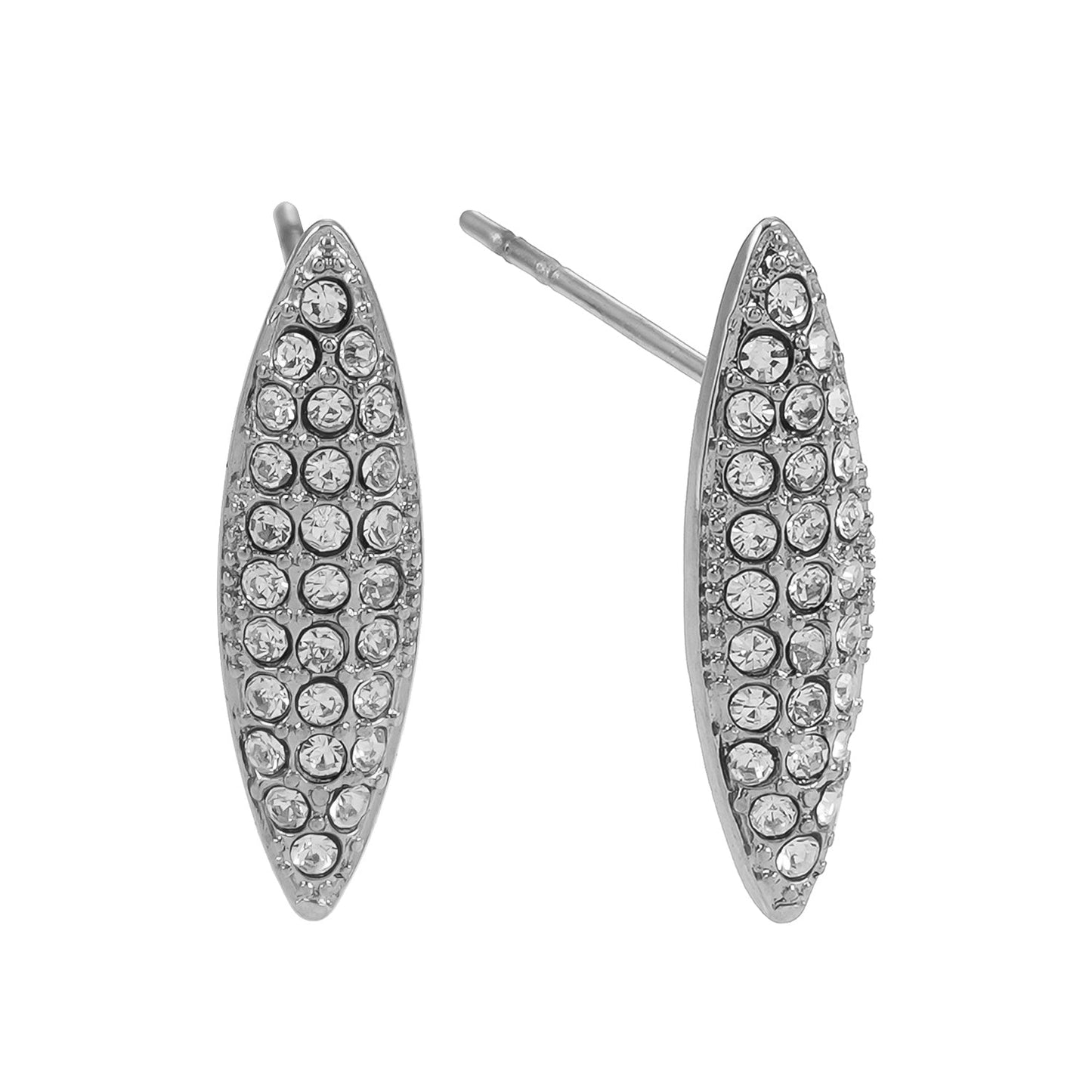 Style CHARLESVOIX : Boucles d'oreilles clous de forme ovale minimalistes en pavé de zircone argentées