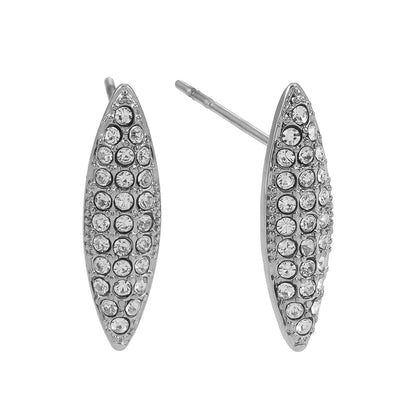 Style CHARLESVOIX : Boucles d'oreilles clous de forme ovale minimalistes en pavé de zircone argentées