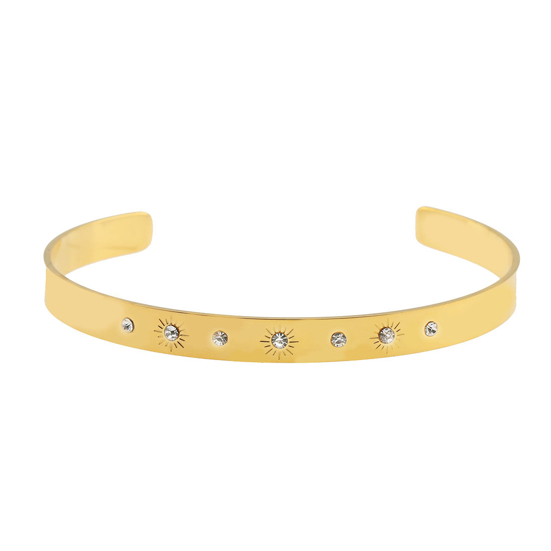 CHIMAKAK : Bracelet jonc gravé étoile incrusté de zircone en or