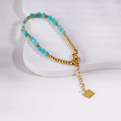 CLEMENTINA Or: Bracelet en perles d'amazonite et or