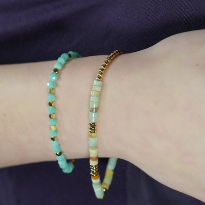 CLEMENTINA Or: Bracelet en perles d'amazonite et or