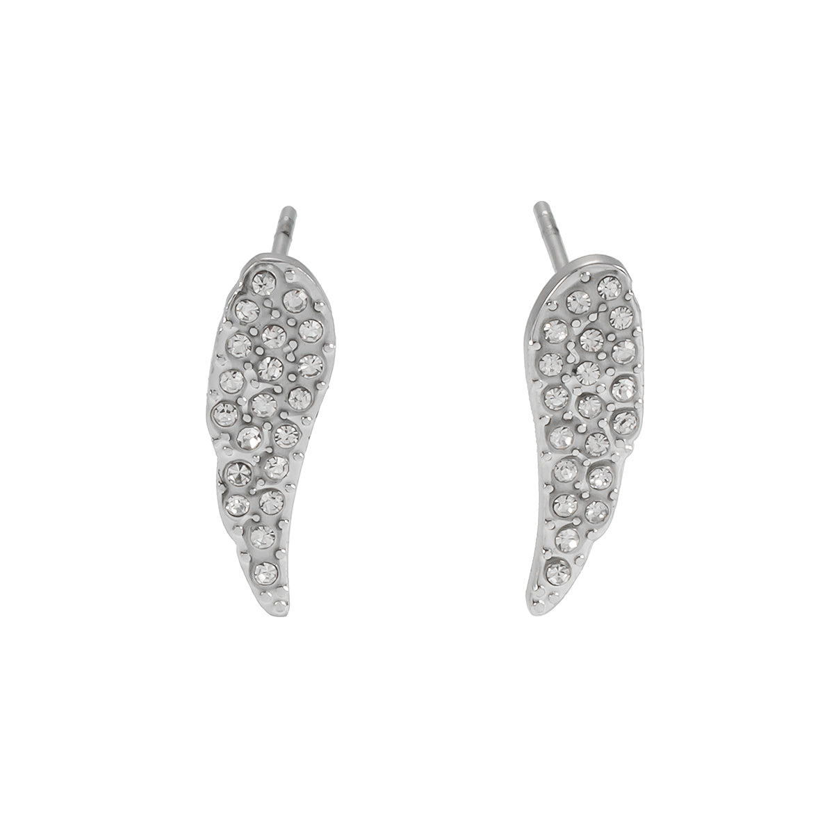 COMPTON Or blanc (ton argenté) : Boucles d'oreilles clous en forme d'aile avec pavé de zircone éblouissant – Un éclat élégant pour chaque occasion