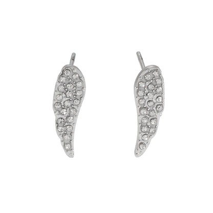 COMPTON Or blanc (ton argenté) : Boucles d'oreilles clous en forme d'aile avec pavé de zircone éblouissant – Un éclat élégant pour chaque occasion