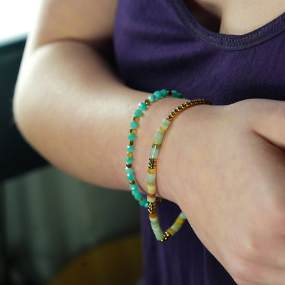 CLEMENTINA Or: Bracelet en perles d'amazonite et or