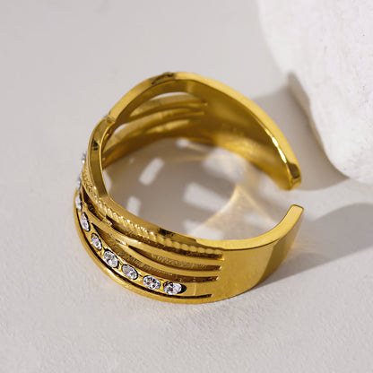 Bague CORAZON : Bague superposée et croisée incrustée d'oxydes de zirconium