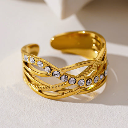 Bague CORAZON : Bague superposée et croisée incrustée d'oxydes de zirconium