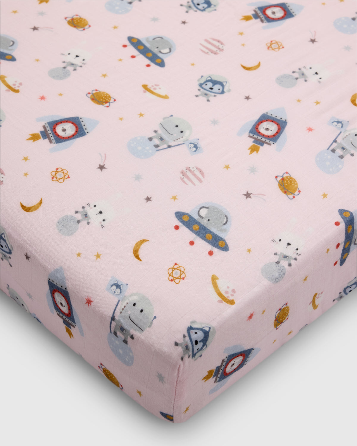 Muslin Fitted Crib Sheet - Astro Explorers