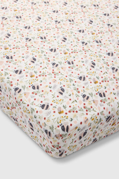 Muslin Fitted Crib Sheet - Bumble Bees